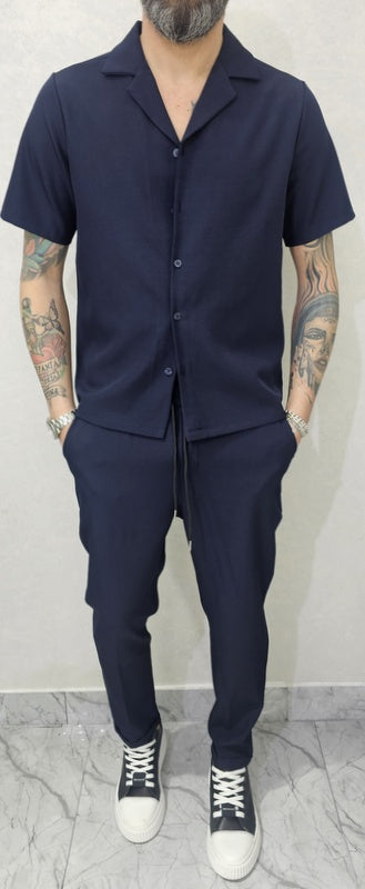 Completo uomo Camicia e pantalone tessuto elastico 4 colori s,m,l,xl,xxl