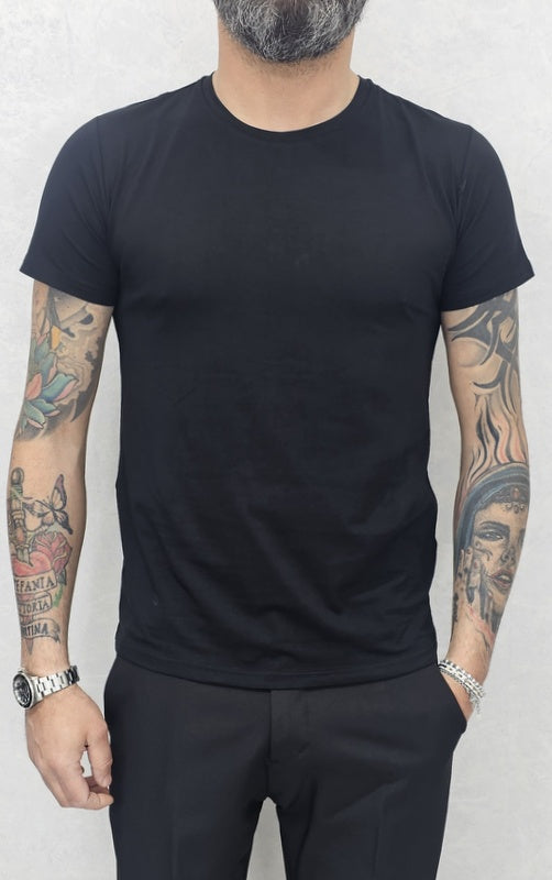 T-SHIRT MAGLIETTA GIROCOLLO BASIC COTONE ELASTICO S,M,L,XL,XXL