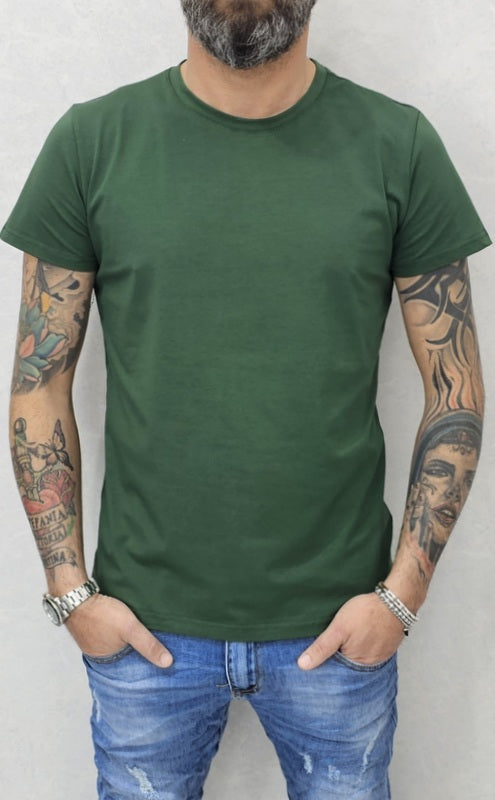 T-SHIRT MAGLIETTA GIROCOLLO BASIC COTONE ELASTICO S,M,L,XL,XXL