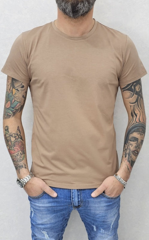 T-SHIRT MAGLIETTA GIROCOLLO BASIC COTONE ELASTICO S,M,L,XL,XXL