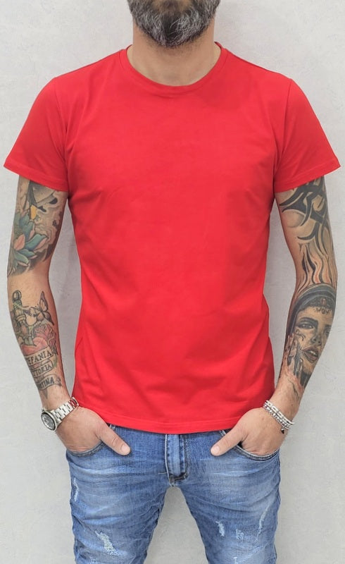 T-SHIRT MAGLIETTA GIROCOLLO BASIC COTONE ELASTICO S,M,L,XL,XXL