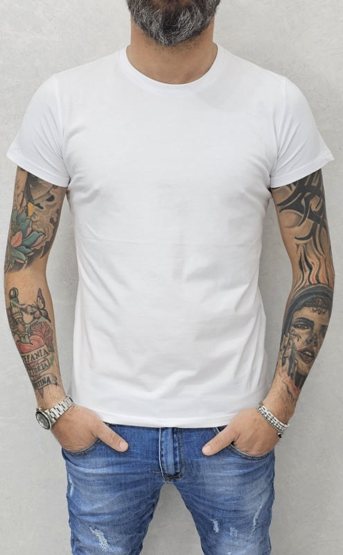 T-SHIRT MAGLIETTA GIROCOLLO BASIC COTONE ELASTICO S,M,L,XL,XXL