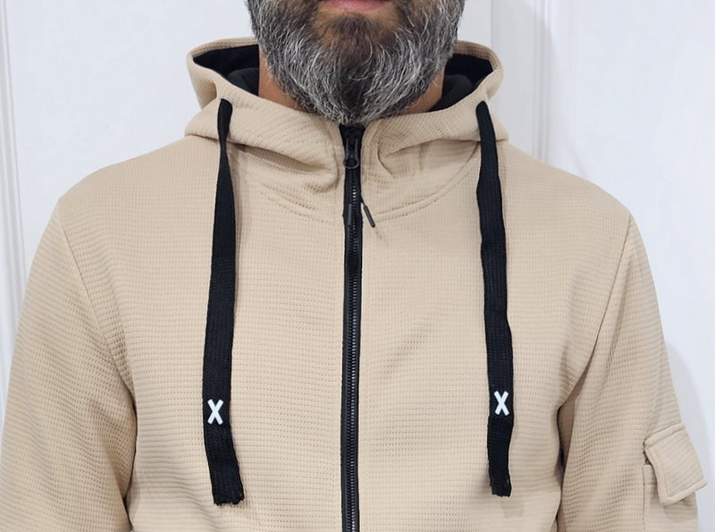 Tuta uomo cargo Cappuccio Completo Nido D'ape sabbia,nero s,m,l,xl,xxl