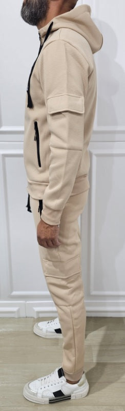 Tuta uomo cargo Cappuccio Completo Nido D'ape sabbia,nero s,m,l,xl,xxl