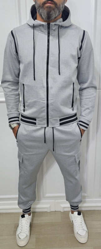 Tuta uomo cargo Cappuccio Completo Fasce Verde,nero,Grigio m,l,xl,xxl,3xl