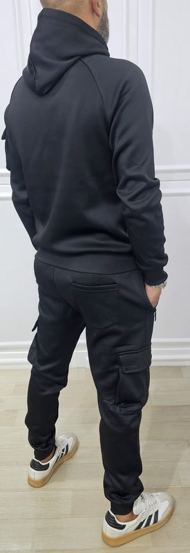 Tuta Tech cargo Cappuccio Completo felpata grigio,nero s,m,l,xl,xxl