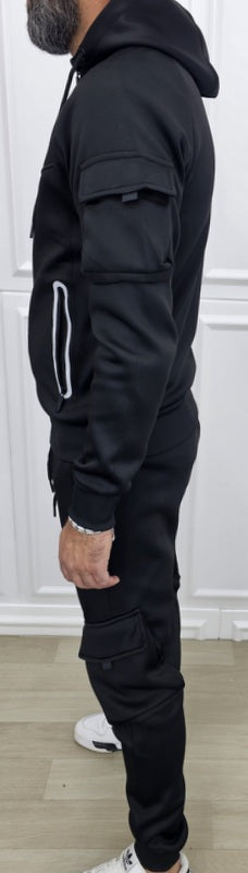 Tuta Tech catarifrangente cargo Cappuccio Completo felpata grigio,nero s,m,l,xl,xxl