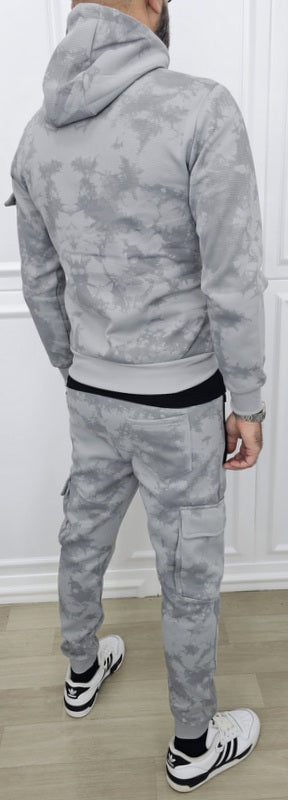 Tuta Tech mimetica cargo Nido D'ape Cappuccio felpata Nero/Grigio s,m,l,xl,xxl