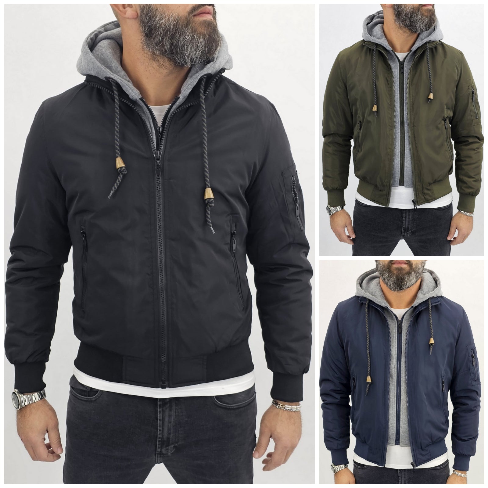 Giubbotto Uomo Giubbino invernale Bomber collo alto felpa