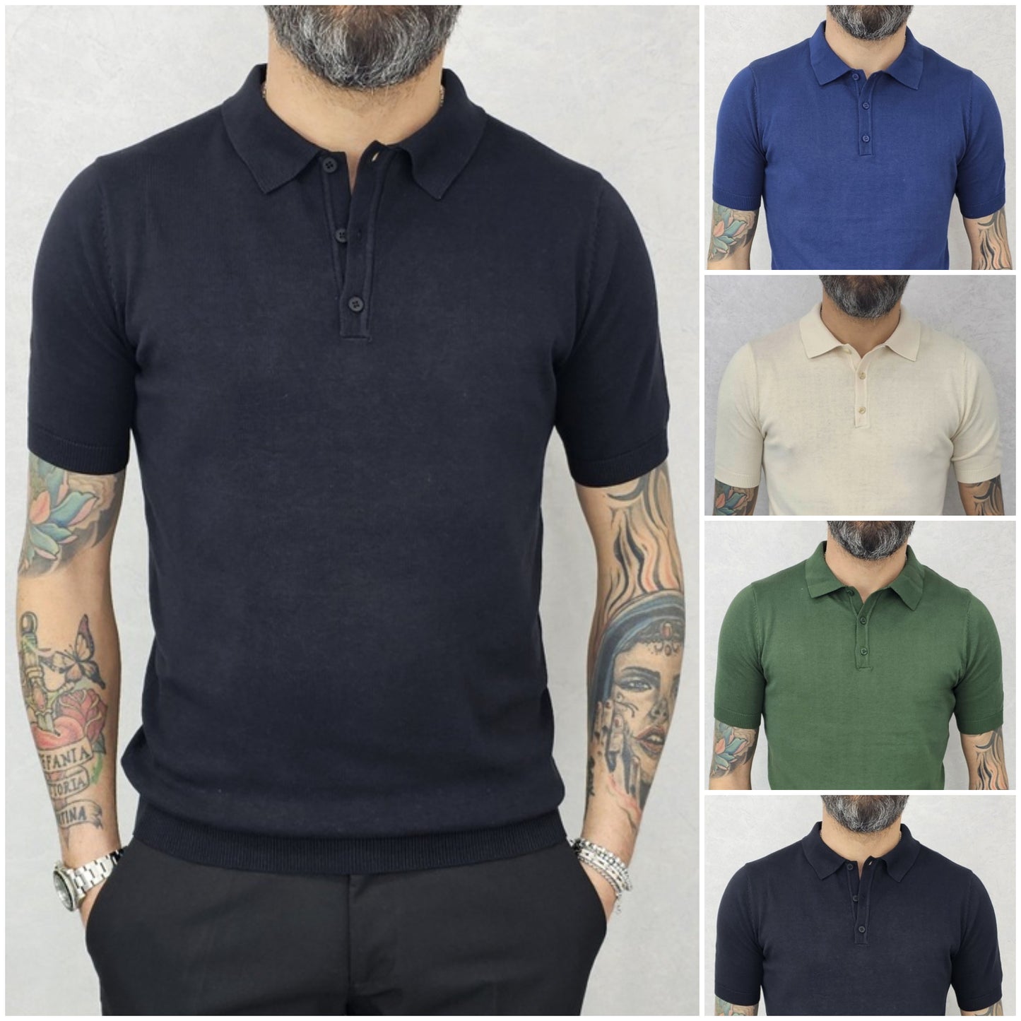 Polo uomo elastica Manica corta 3 bottoni s,m,l,xl,xxl cotone filo