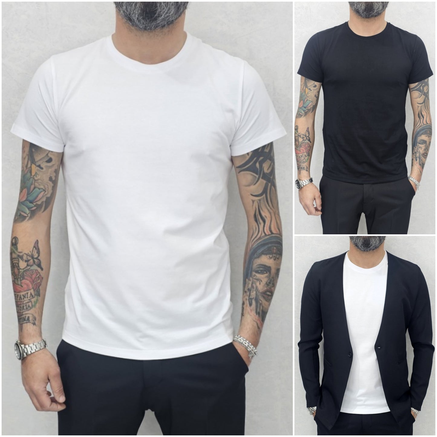 T-SHIRT MAGLIETTA GIROCOLLO BASIC COTONE ELASTICO S,M,L,XL,XXL