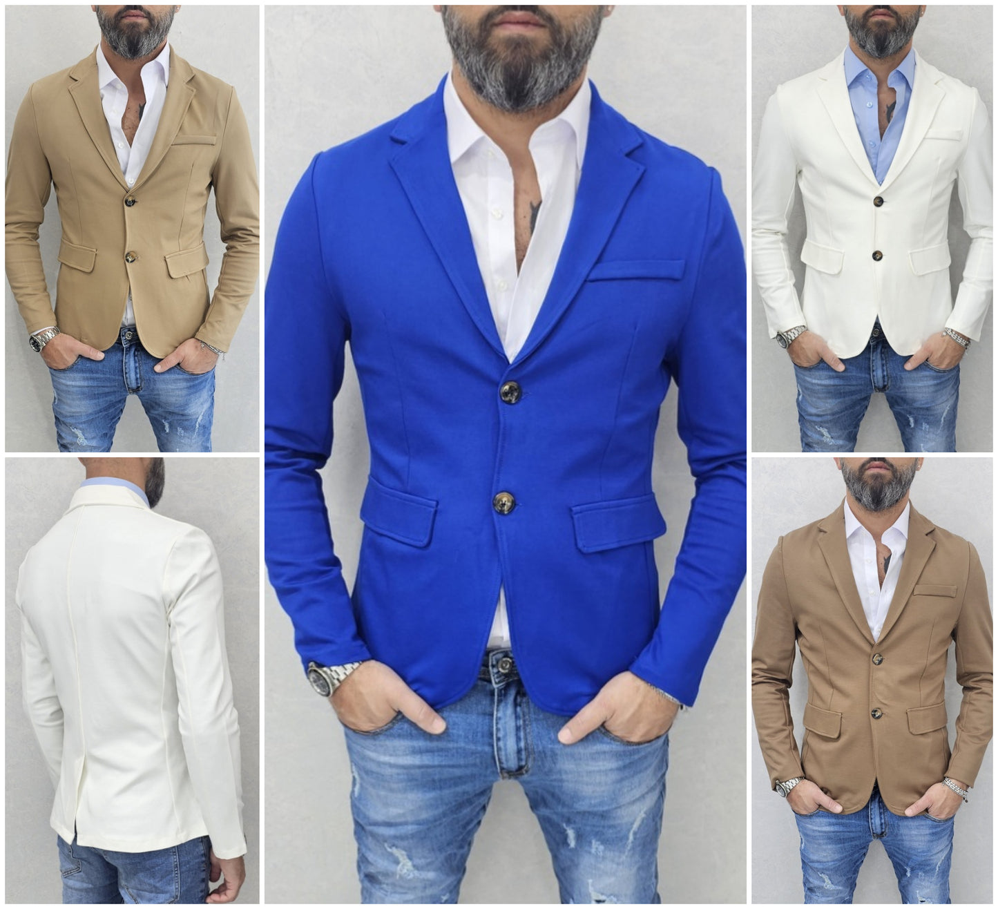 Giacca uomo primaverile 2 bottoni tessuto elastico s,m,l,xl,xxl