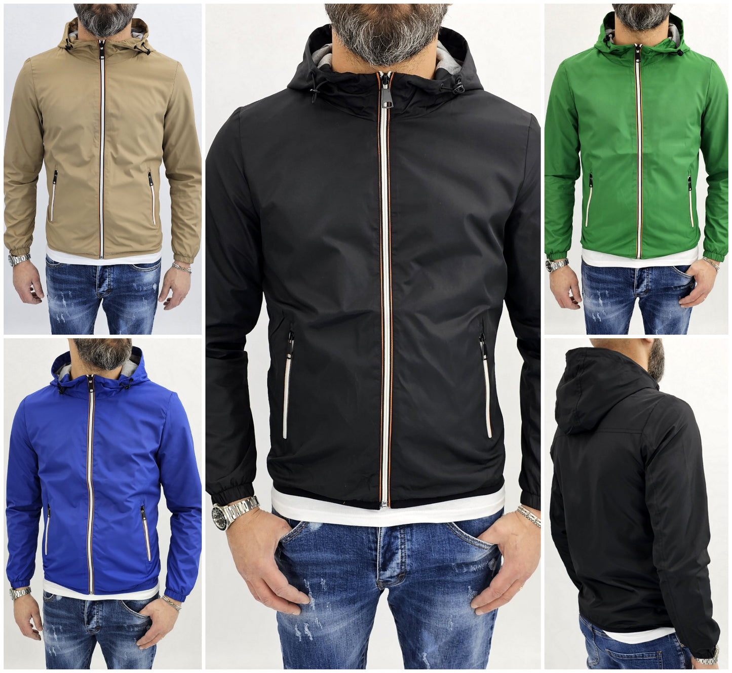Giubbino Giubbotto leggero uomo antivento impermeabile cappuccio corto s,m,l,xl,xxl