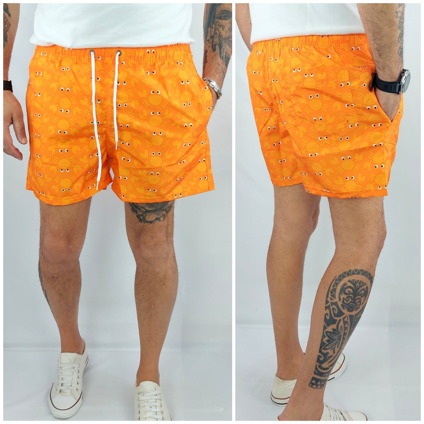 Costume Da Bagno Uomo Da Mare Granchio Bermuda Fiori Pantaloncino Boxer Corto