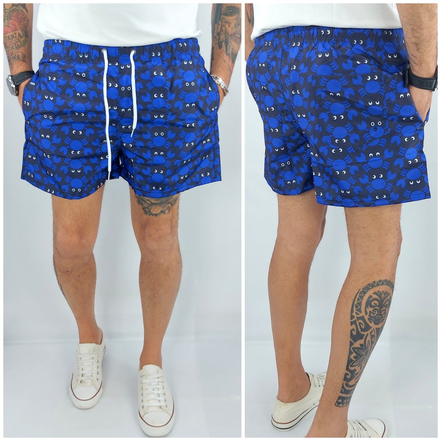 Costume Da Bagno Uomo Da Mare Granchio Bermuda Fiori Pantaloncino Boxer Corto