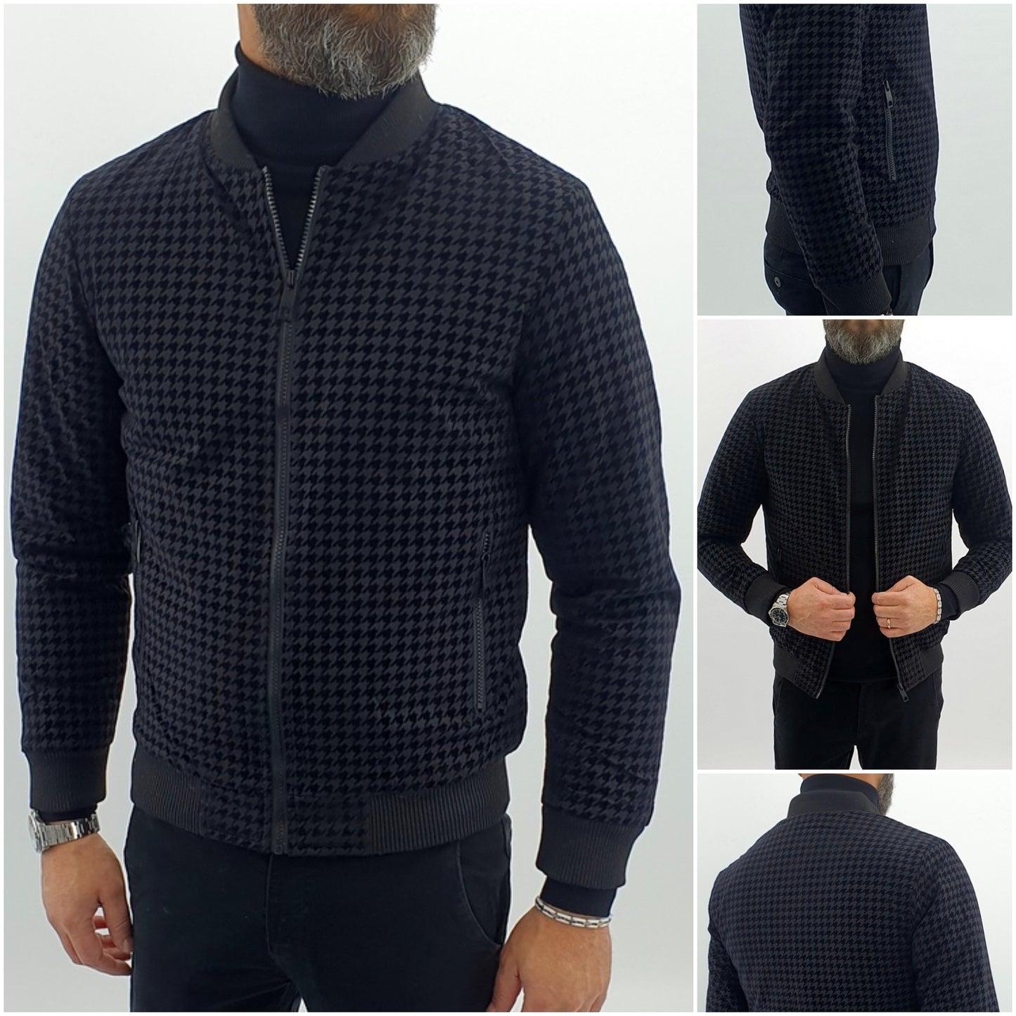 Giubbino Giubbotto giacca uomo Bomber semi Impermeabile fantasia nero s,m,l,xl