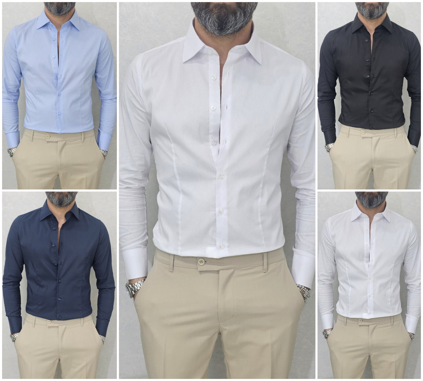 Camicia uomo Slim Fit elastica cotone casual Manica Lunga s,m,l,xl,xxl