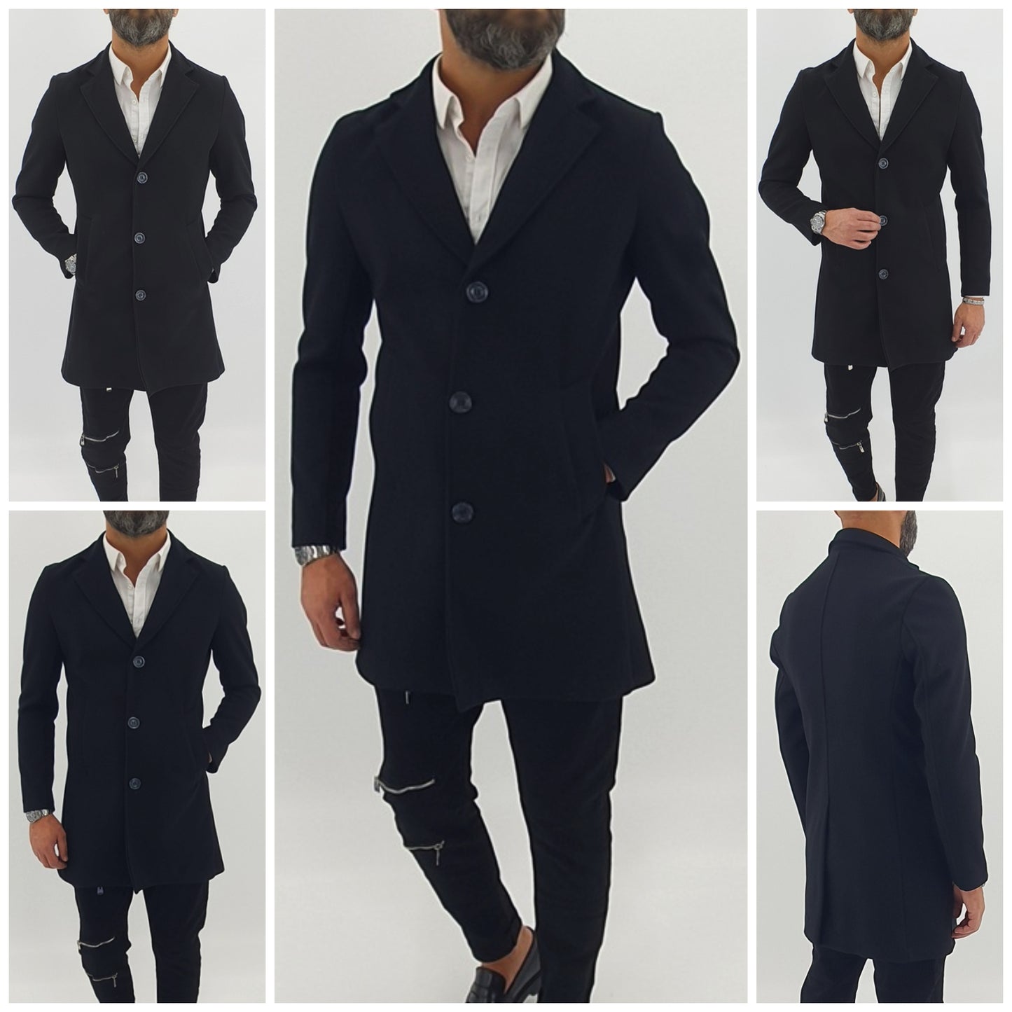 cappottino uomo made in italy colore nero 3 bottoni s,m,l,xl,xxl