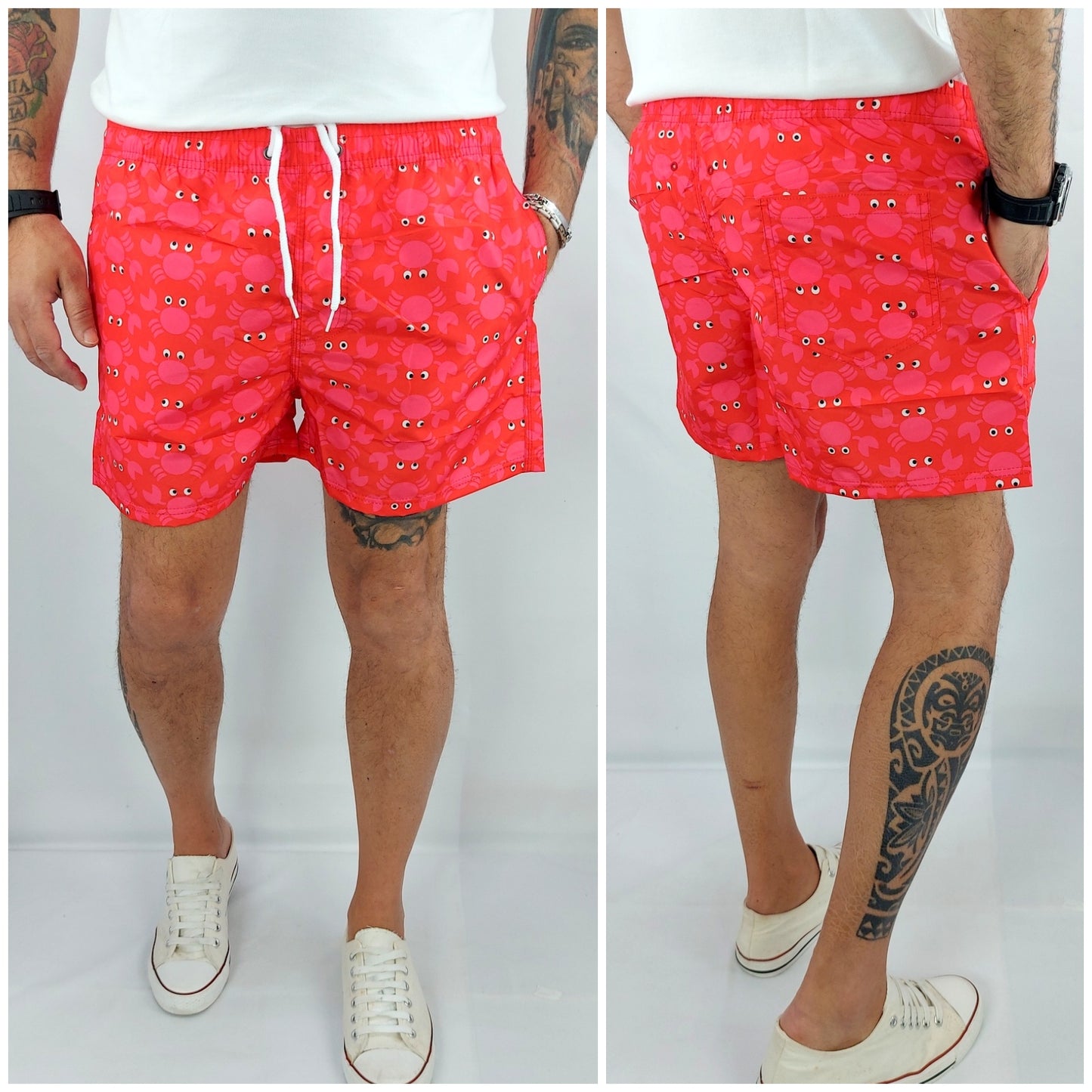 Costume Da Bagno Uomo Da Mare Granchio Bermuda Fiori Pantaloncino Boxer Corto