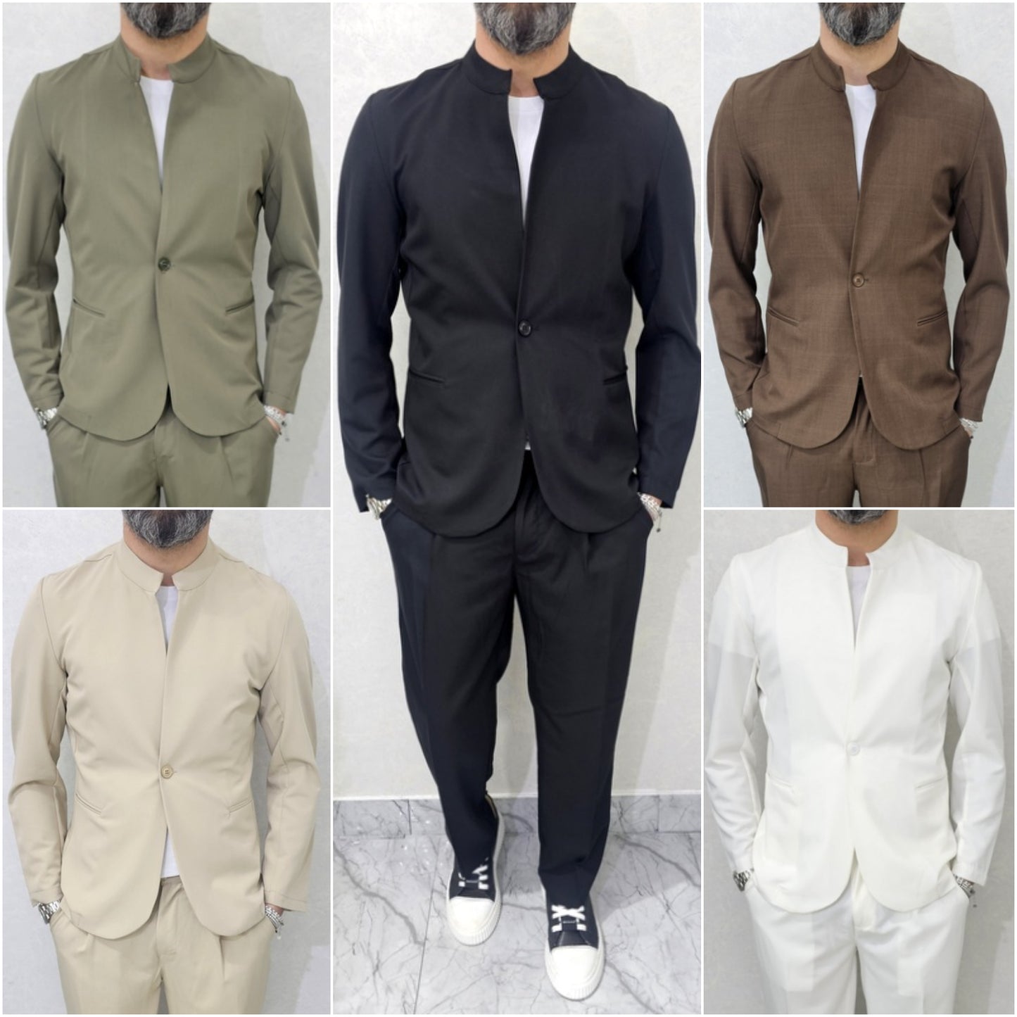 Completo uomo Coreana 1 bottone Giacca+Pantalone Palazzo 5 colori 44,46,48,50,52