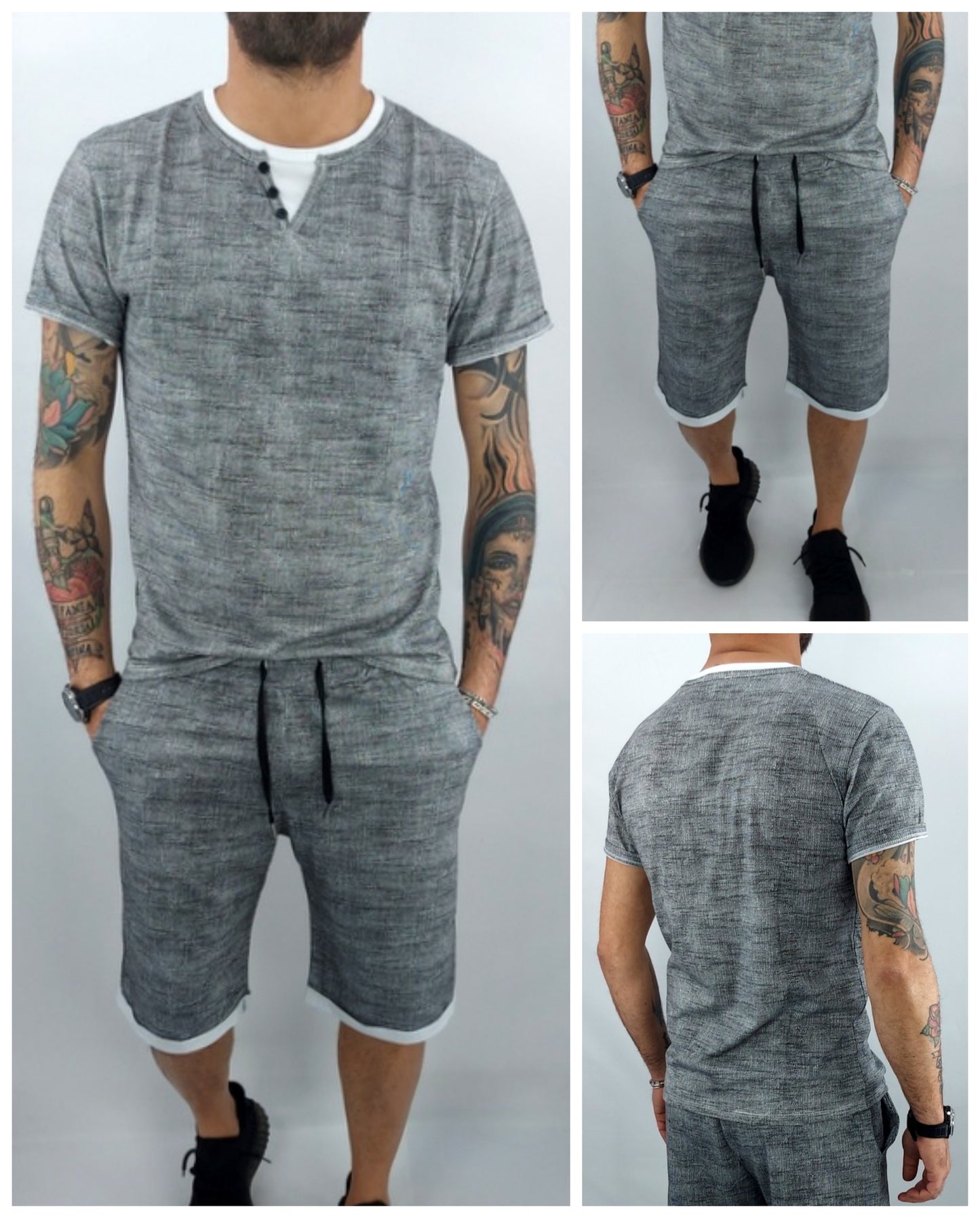 Maglia Bermuda corto uomo Cotone Completo Manica corta Estate s,m,l,xl,xxl