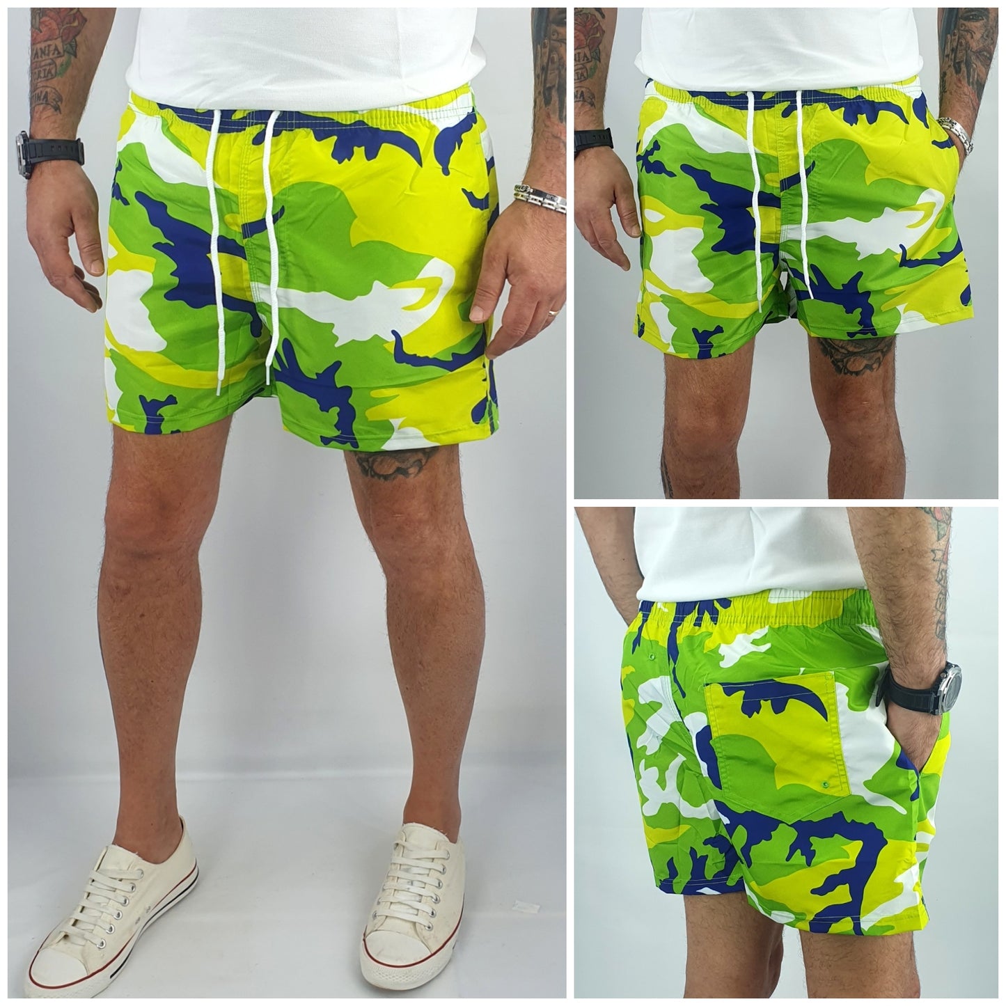 Costume Da Bagno Uomo Da Mare Mimetica Bermuda Pantaloncino Corto Boxer Militare