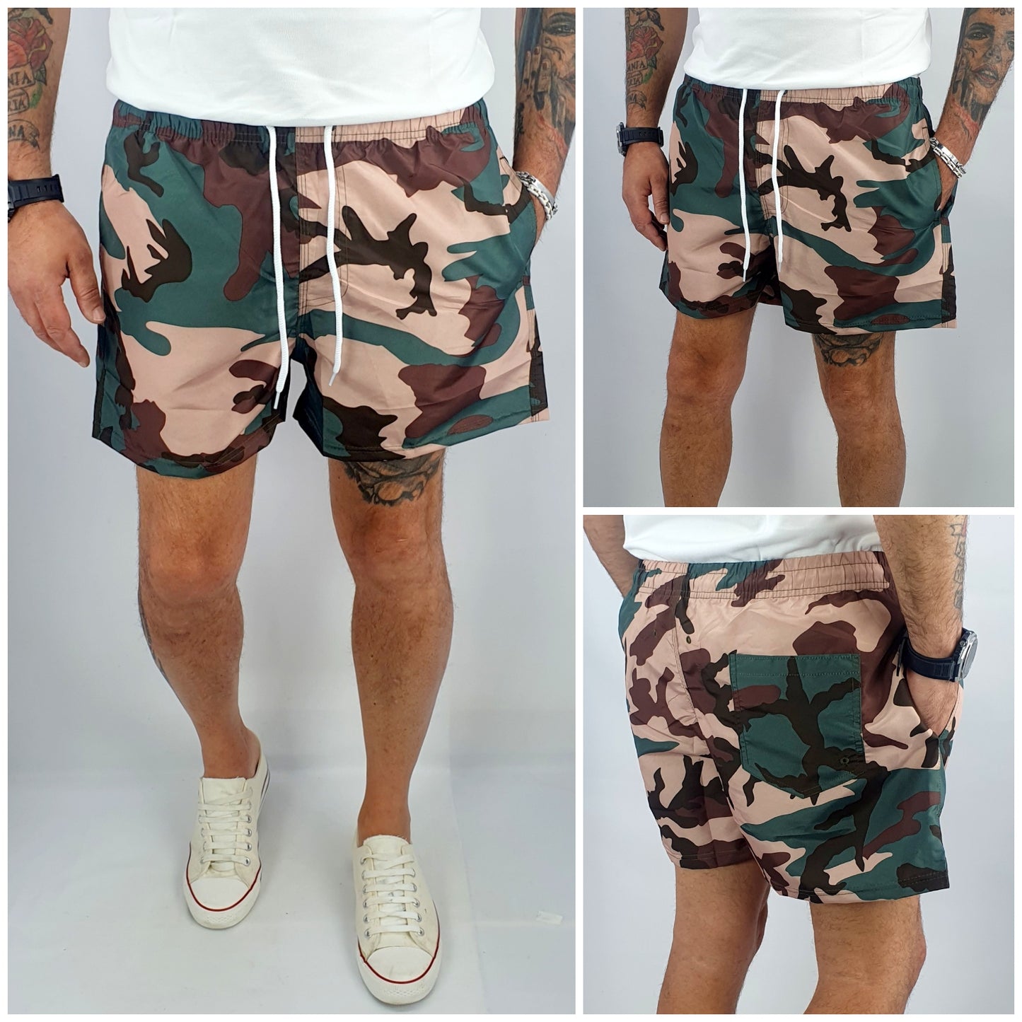 Costume Da Bagno Uomo Da Mare Mimetica Bermuda Pantaloncino Corto Boxer Militare