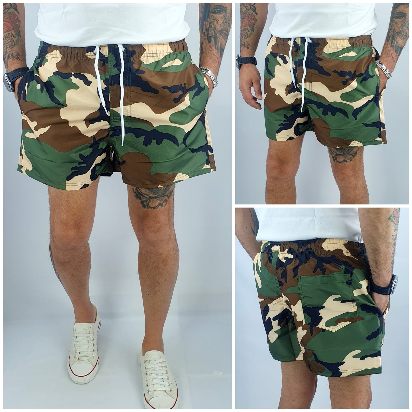 Costume Da Bagno Uomo Da Mare Mimetica Bermuda Pantaloncino Corto Boxer Militare
