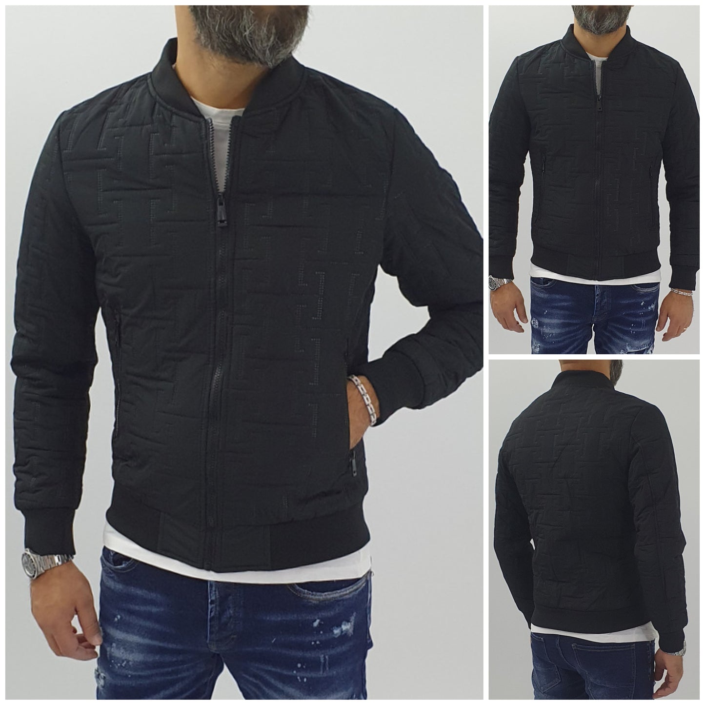 Giubbino bomber uomo ricamato nero college s,m,l,xl,xxl
