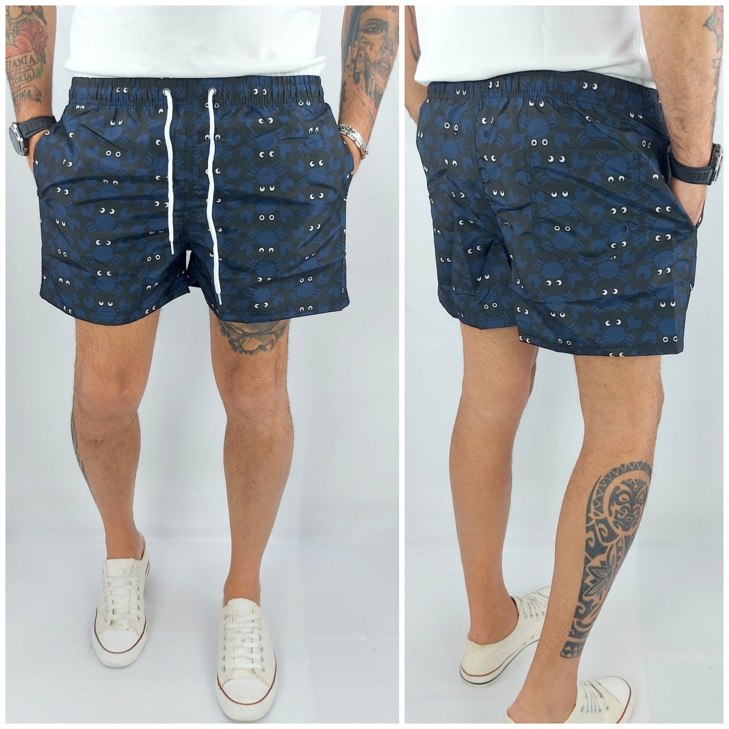 Costume Da Bagno Uomo Da Mare Granchio Bermuda Fiori Pantaloncino Boxer Corto