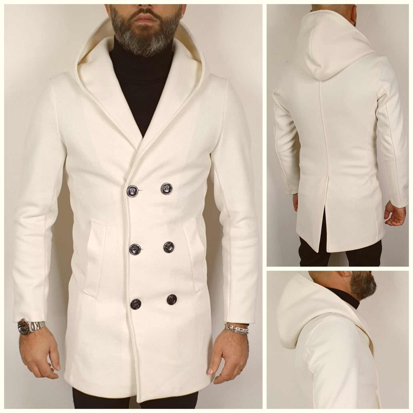 Giubbotto Uomo Invernale Cappotto Lungo Doppiopetto 3 colori