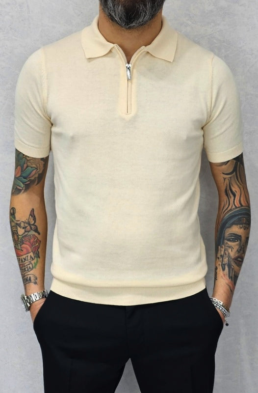 Polo uomo elastica Manica corta zip s,m,l,xl,xxl cotone filo