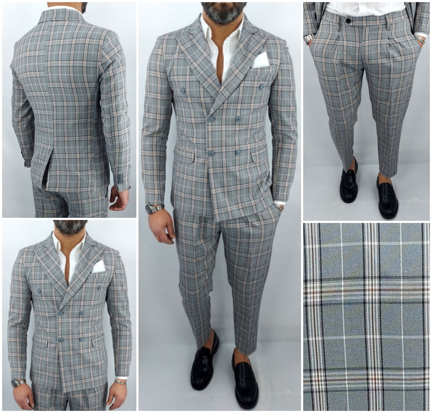 Abito uomo doppiopetto fantasia galles sabbia made in italy 44,46,48,50