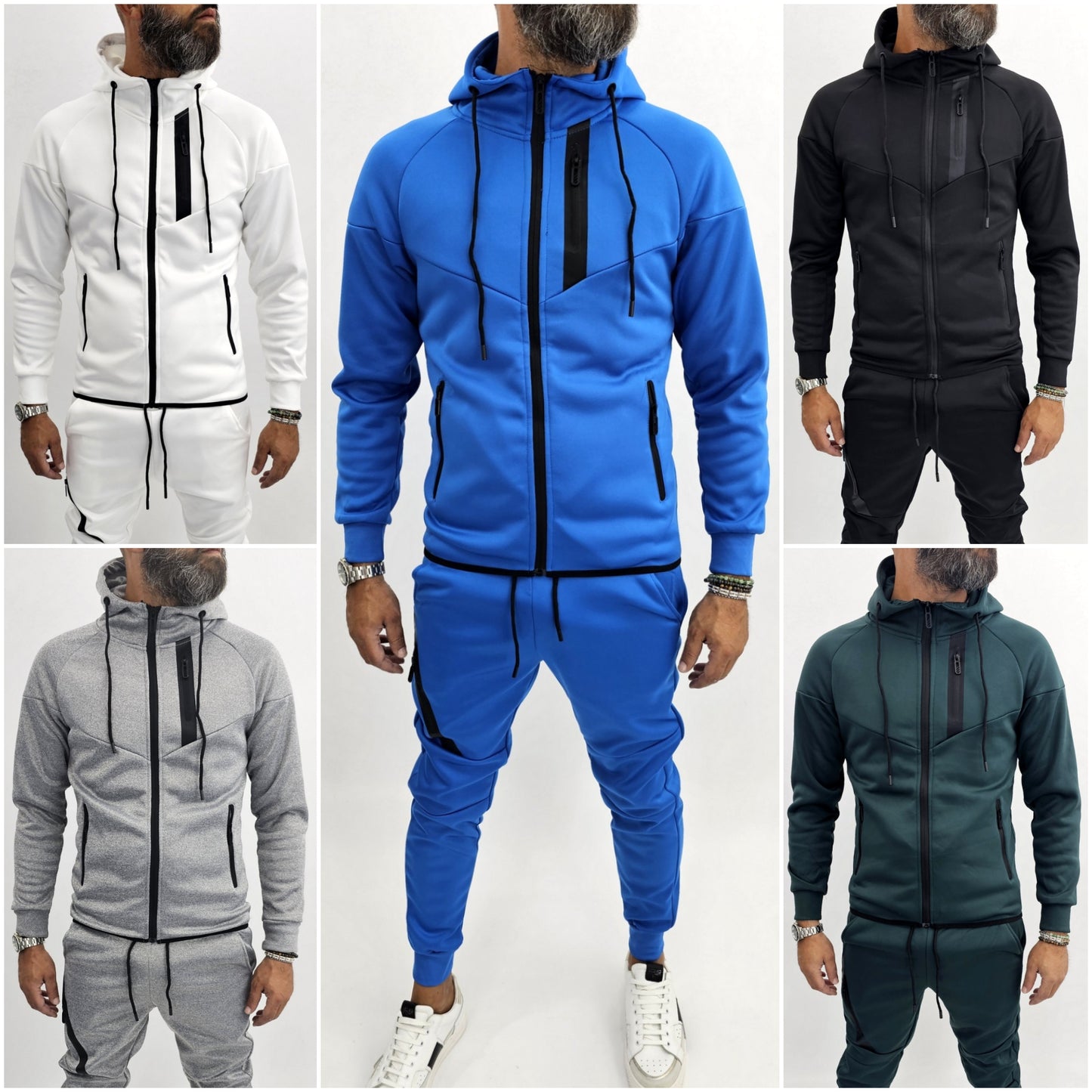 Tuta Completo Uomo Felpa Pantalone tech sport Cappuccio Casual elastico s,m,l,xl