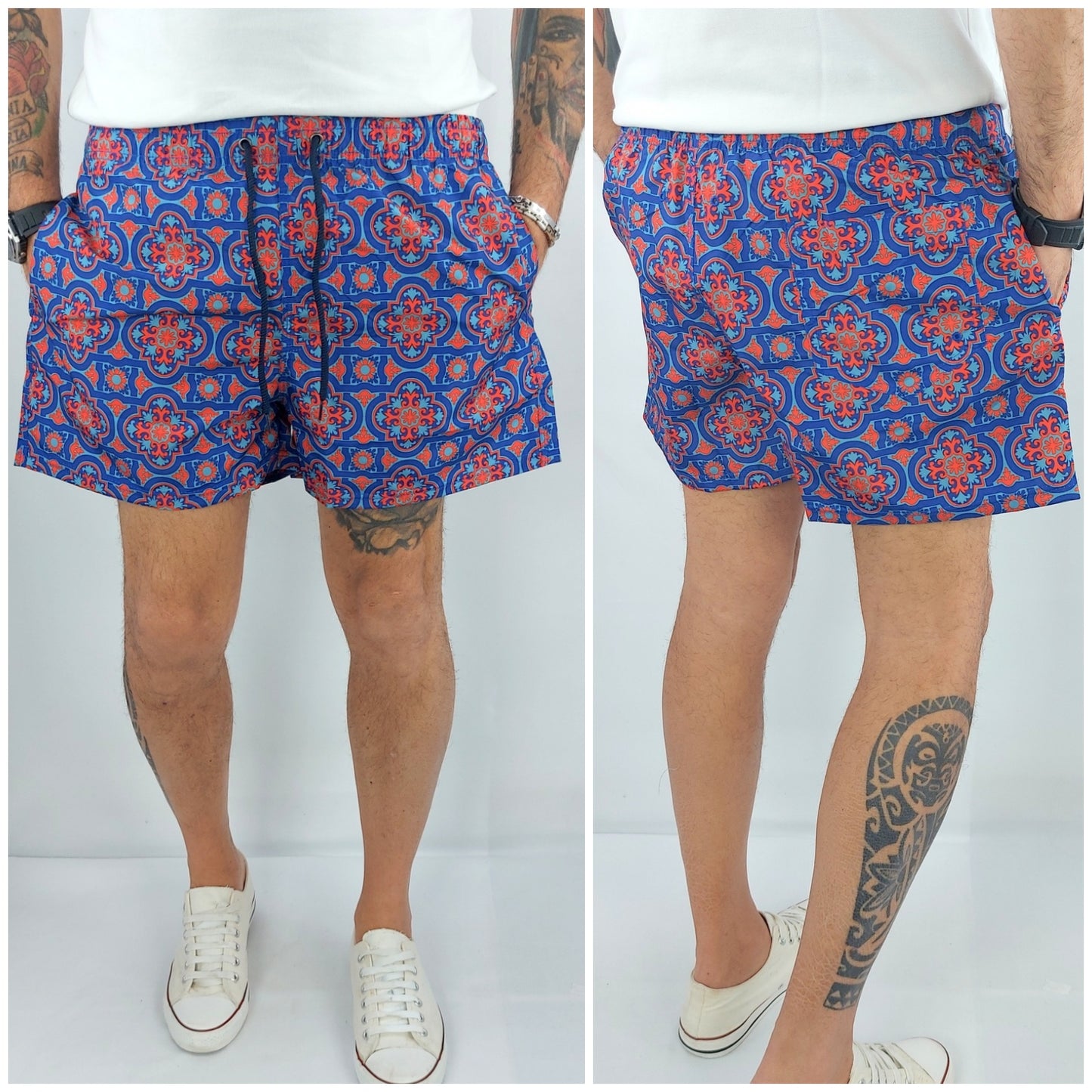 Costume Da Bagno Uomo Mare Sicilia Bermuda Fiori Pantaloncino Corto Boxer Slip