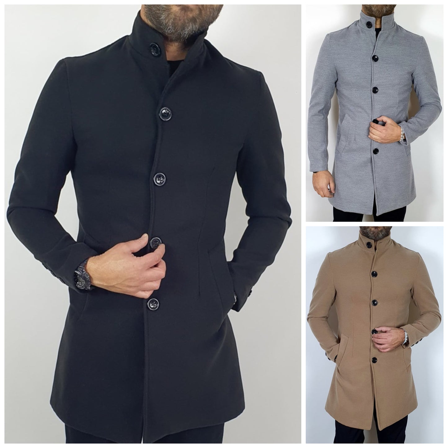 Cappotto Uomo Coreana Camel Nero Grigio s,m,l,xl,xxl