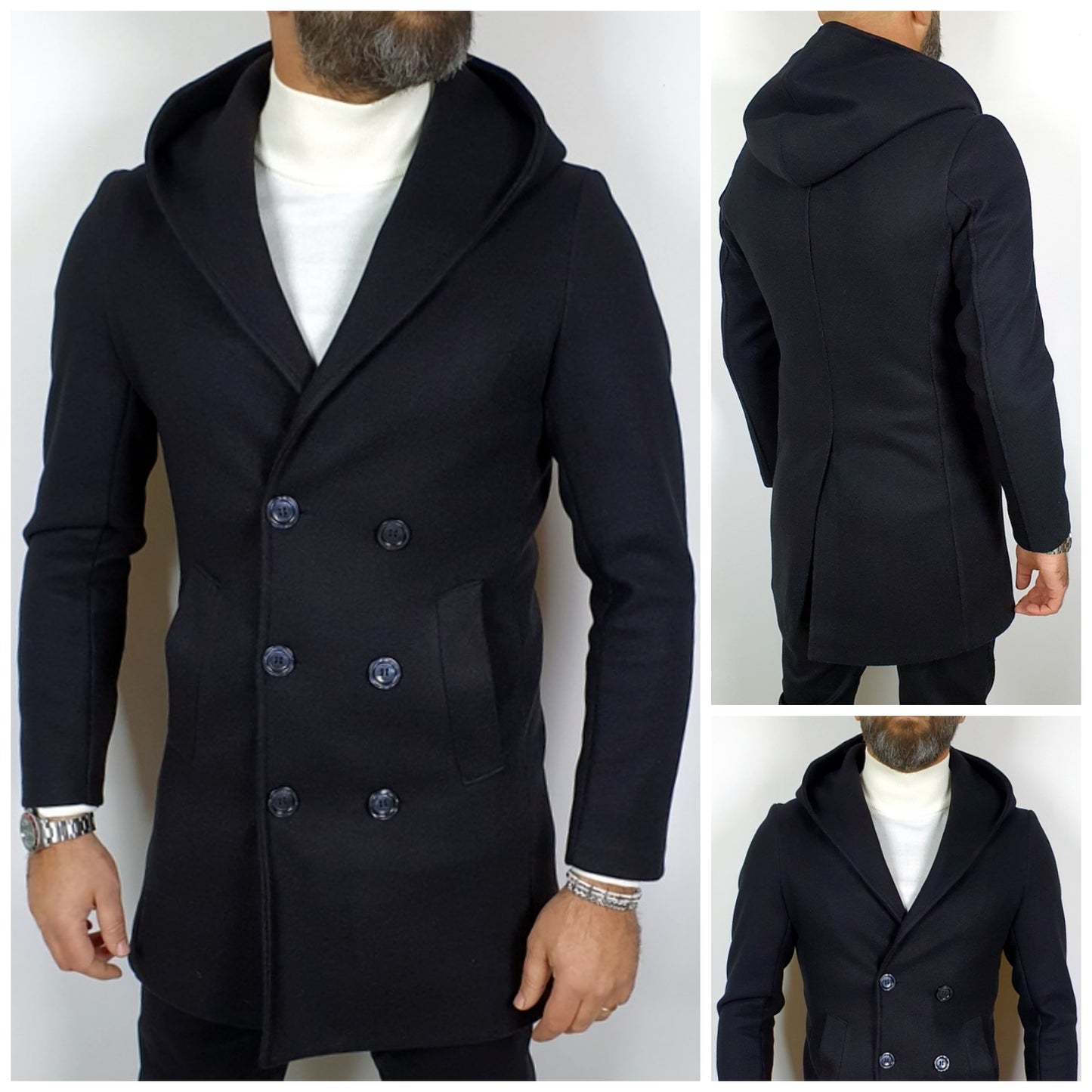 Giubbotto Uomo Invernale Cappotto Lungo Doppiopetto 3 colori