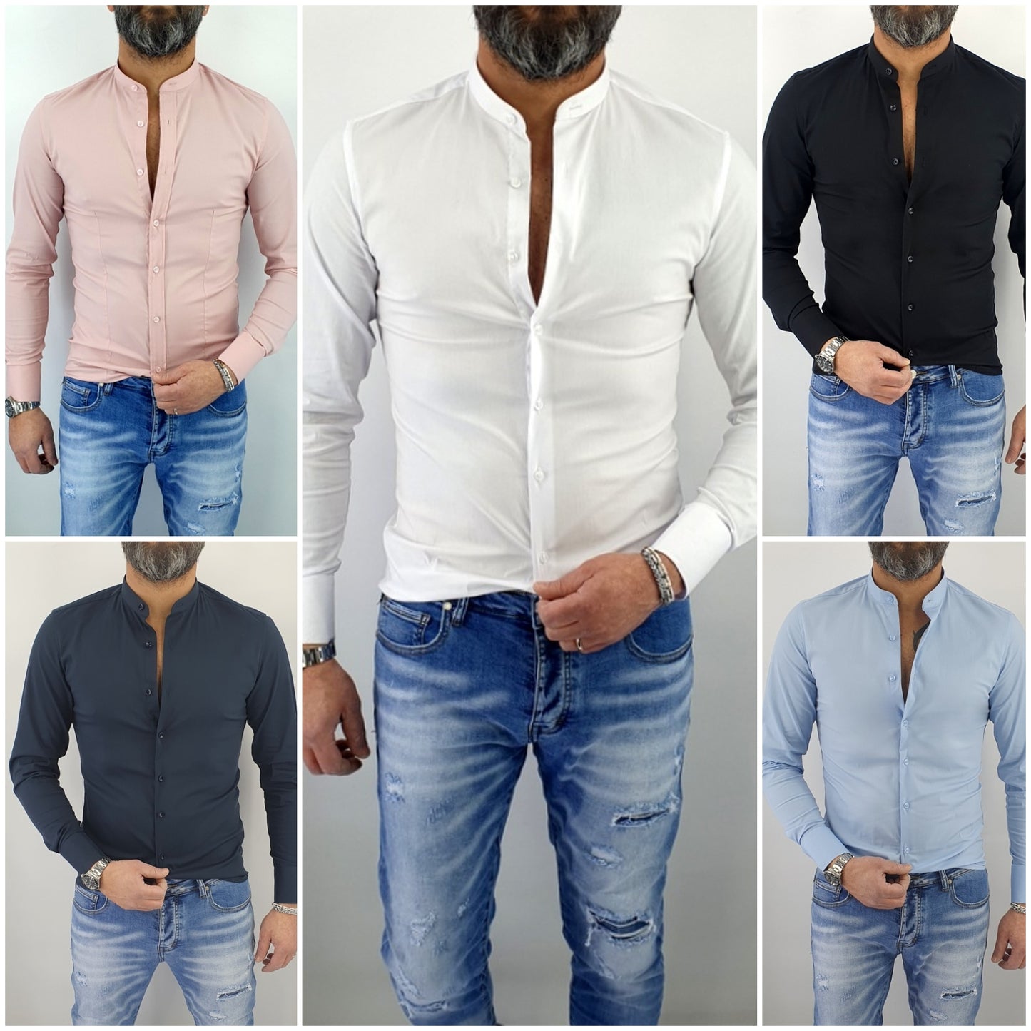 camicia uomo coreana tessuto elastico slim fit s,m,l,xl,xxl