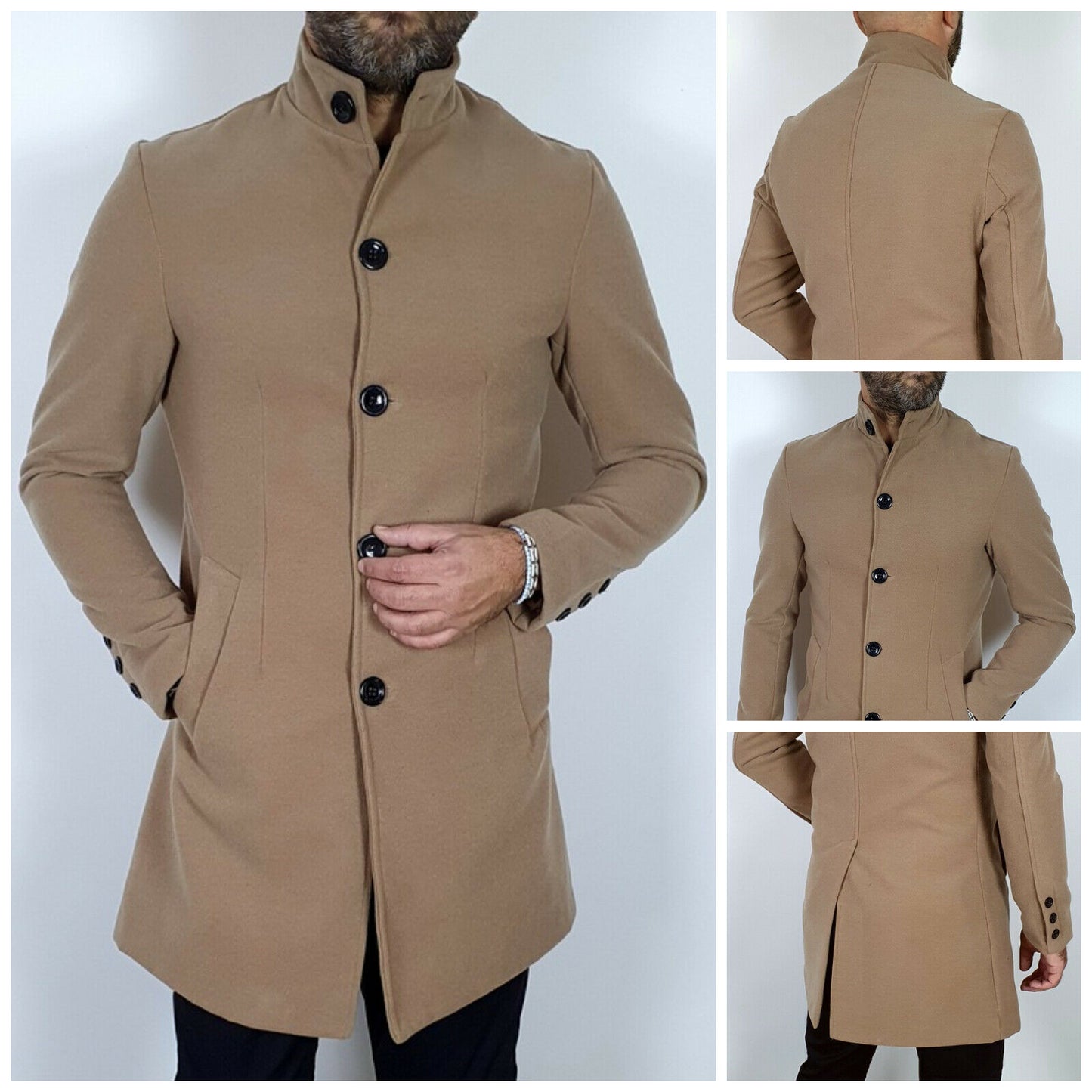 Cappotto Uomo Coreana Camel Nero Grigio s,m,l,xl,xxl