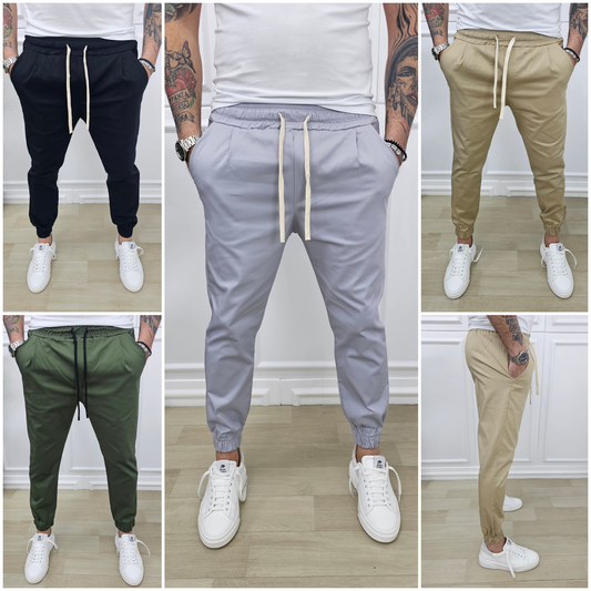 Pantalone Madrid Uomo Cotone Elastico Tasche America Molla Caviglie s,m,l,xl,xxl