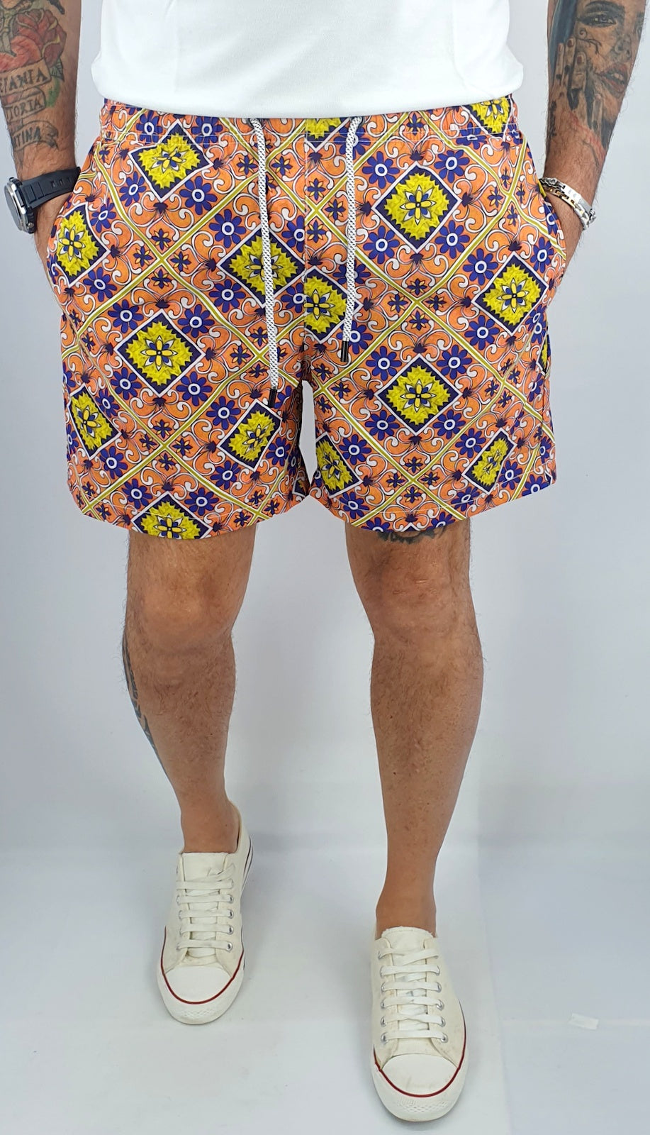 Costume Da Bagno Uomo Da Mare Sicilia Bermuda Fiori Pantaloncino Corto Boxer
