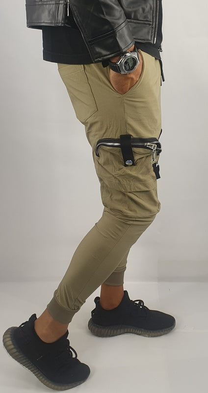 pantaloni uomo cargo con tasche laterali multitasche con tasconi elastico lacci
