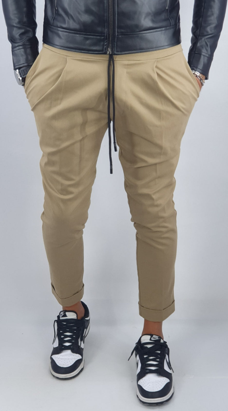 Pantalone Uomo Cotone Elastico Capri Invernale Tasche Americane Casual Pence