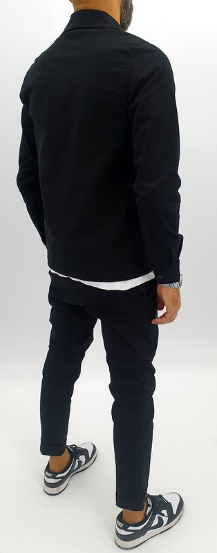 Completo uomo nero camicia+pantalone italy s,m,l,xl,xxl