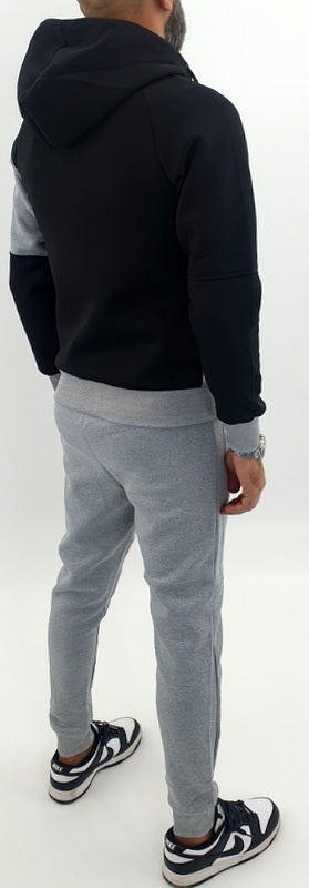 Tuta uomo cappuccio completa pantalone+felpa grigio/bianco s,m,l,xl,xxl