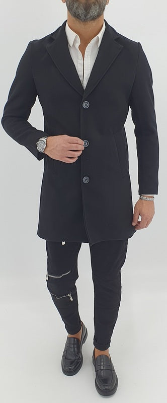 cappottino uomo made in italy colore nero 3 bottoni s,m,l,xl,xxl
