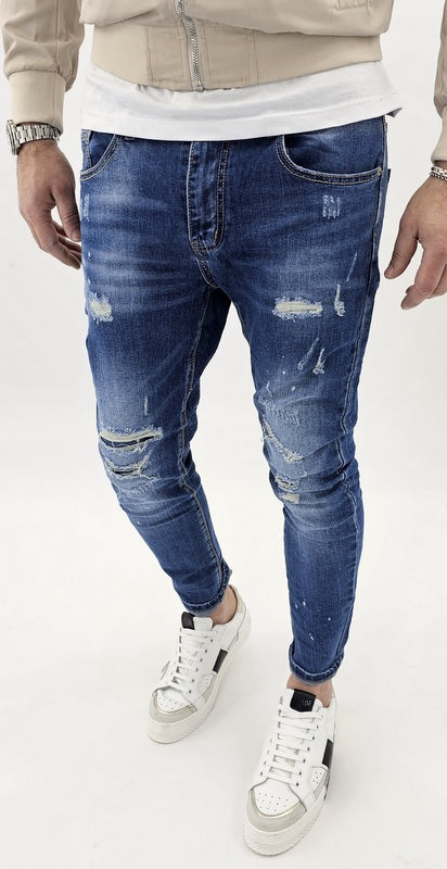 Jeans Uomo Elasticizzati Strappi toppe caviglia stretta 44,46,48,50,52