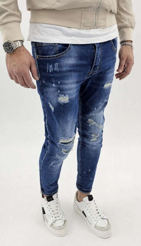 Jeans Uomo Elasticizzati Strappi toppe caviglia stretta 44,46,48,50,52