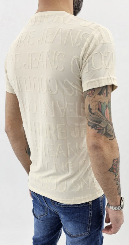 T-shirt uomo Maglia Manica Corta couture Elastico Nero/Bianco/sabbia s,m,l,xl