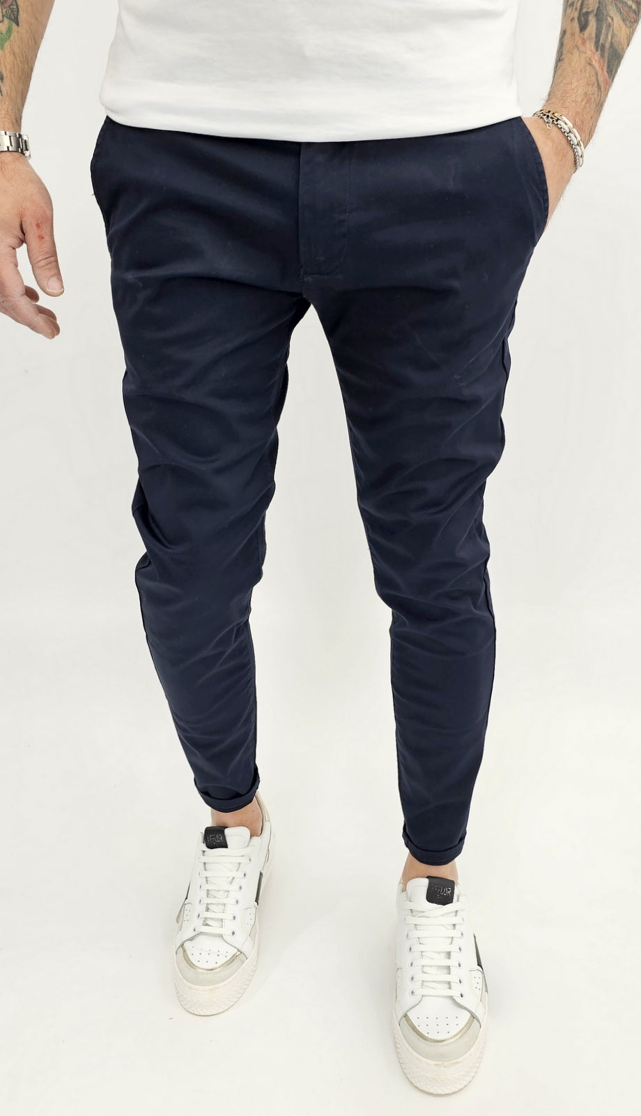 Pantalone Capri cotone  Elastico Tasche America 4 colori Sabbia Nero Blu bianco